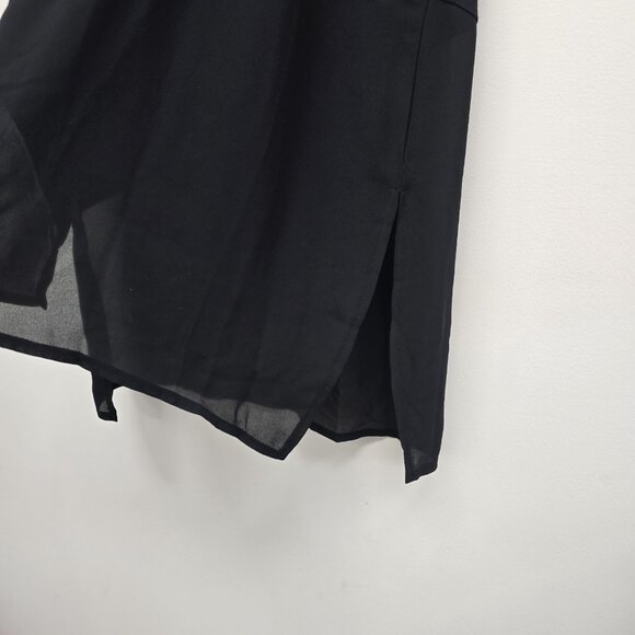 Chicos Assymetrical Tunic Blouse Top Size 1 (US M 8) Sheer Panel Stretch Black - Picture 5 of 12